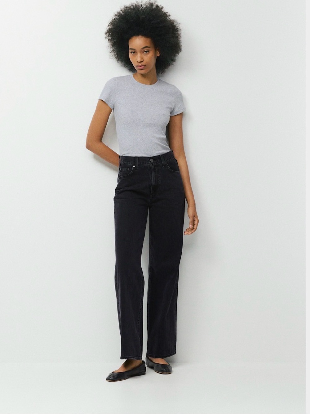 Denim Forum The Farrah High Rise Wide Leg 32L 100% organic cotton Black Jeans